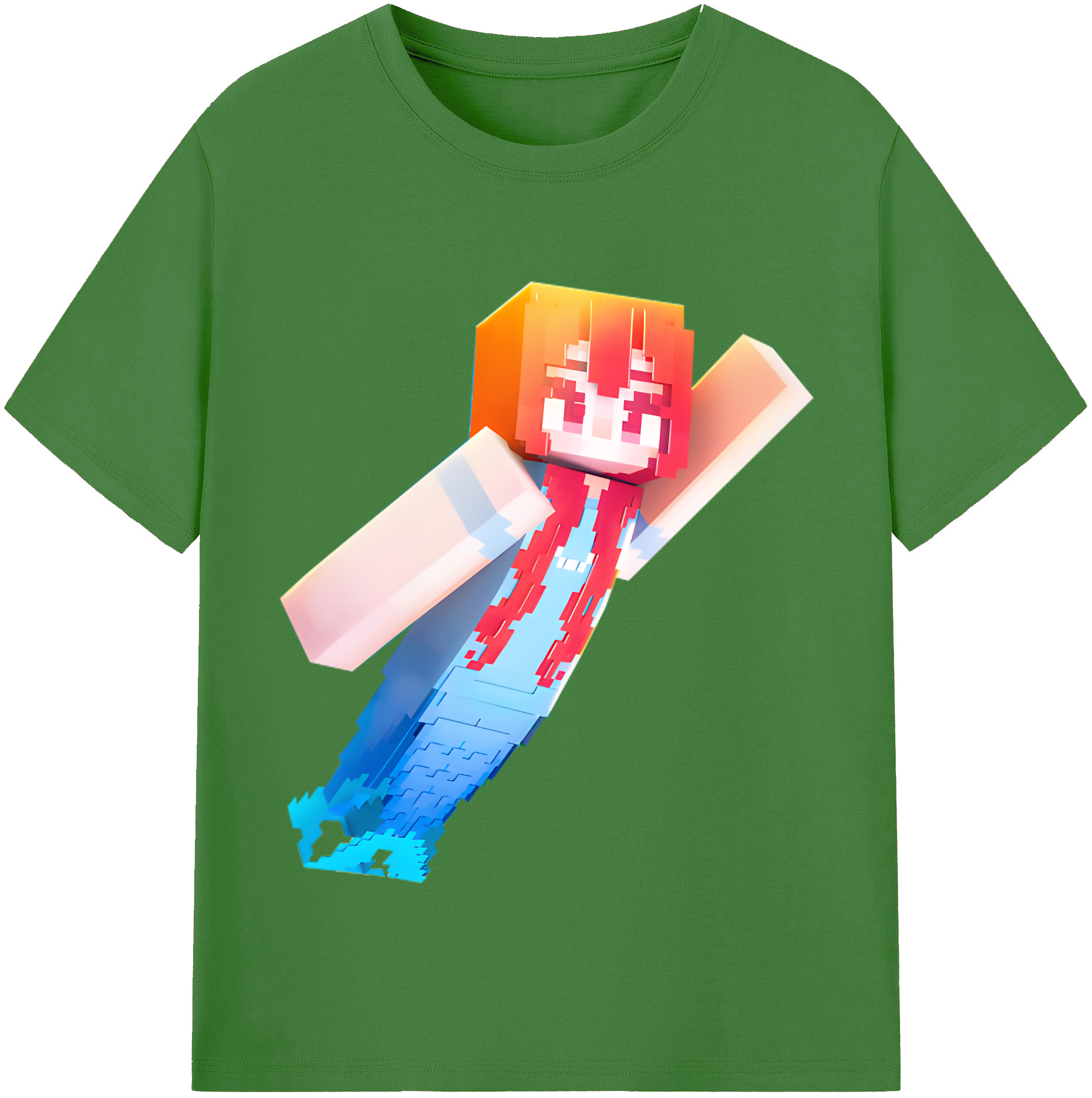 （画像用） マインクラフト ブロックの世界 Minecraft MC Block world レディースカジュアルプリントTシャツ（綿100％）